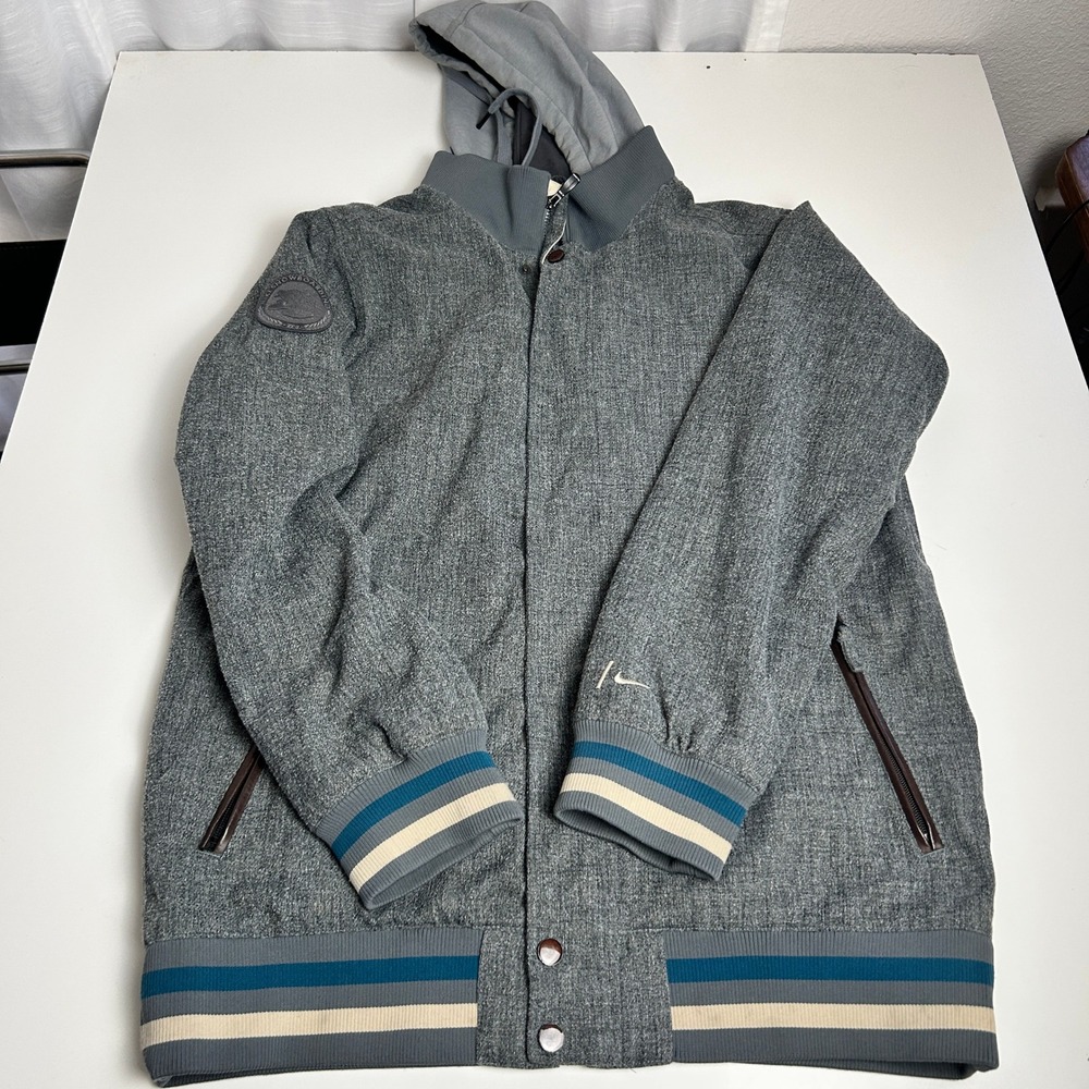 RARE Nike Snowboarding Holladay Mens L Grey Hooded Bomber Winter/Ski Jacket
